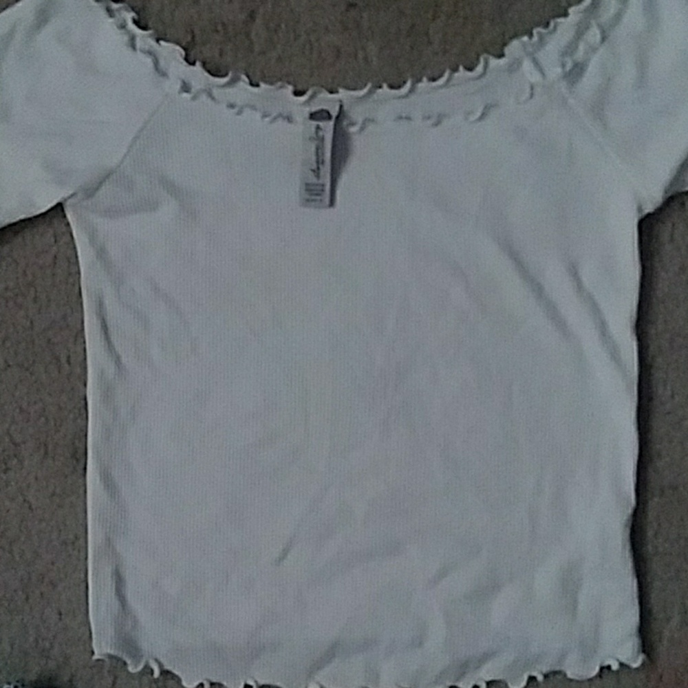 White over the shoulder crop top
